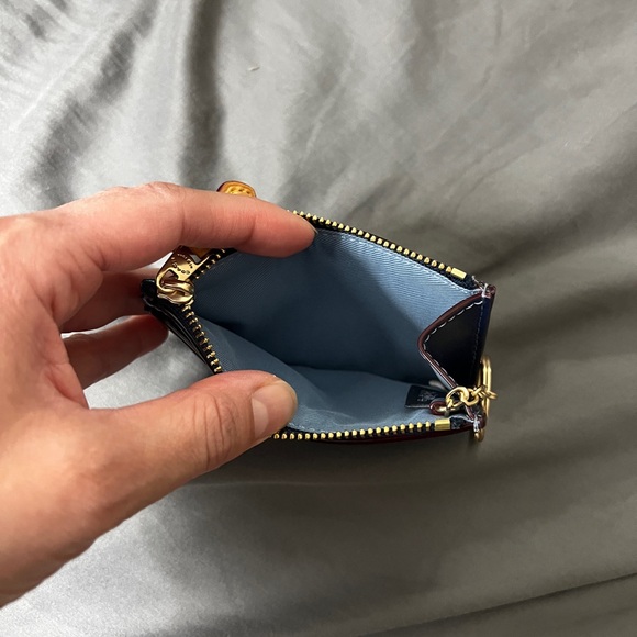 Coach denim Navy and Gold Card Holder
